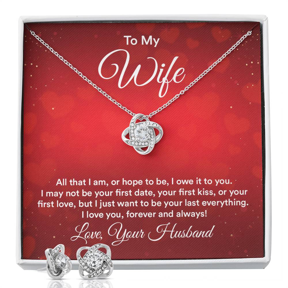 Love Knot Necklace with CZ Earrings For Your Wife