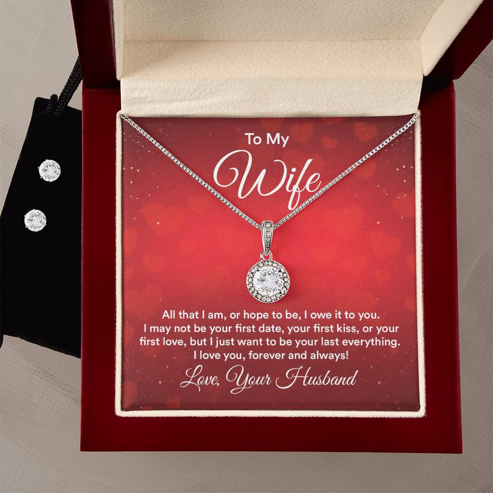 Eternal Hope Necklace with Clear CZ Earrings For Your Wife