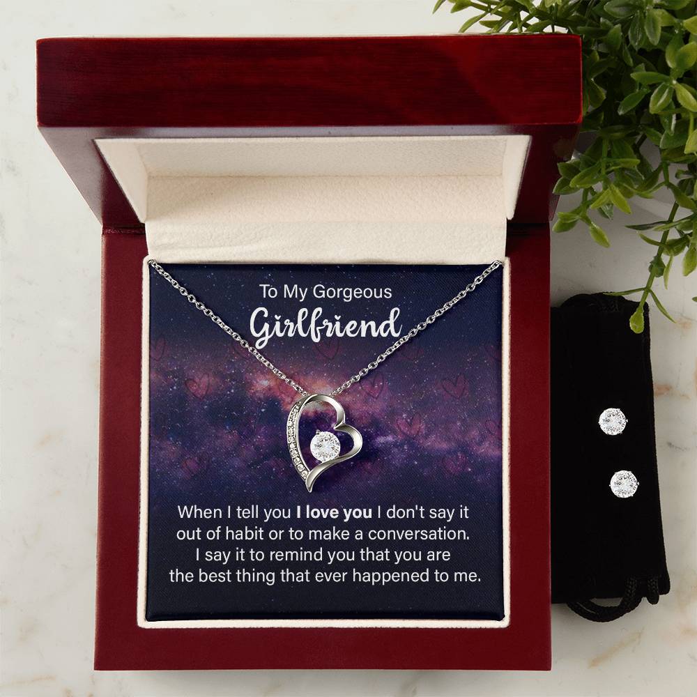 Forever Love Necklace with Clear CZ Earrings for Your Gorgeous Girlfriend
