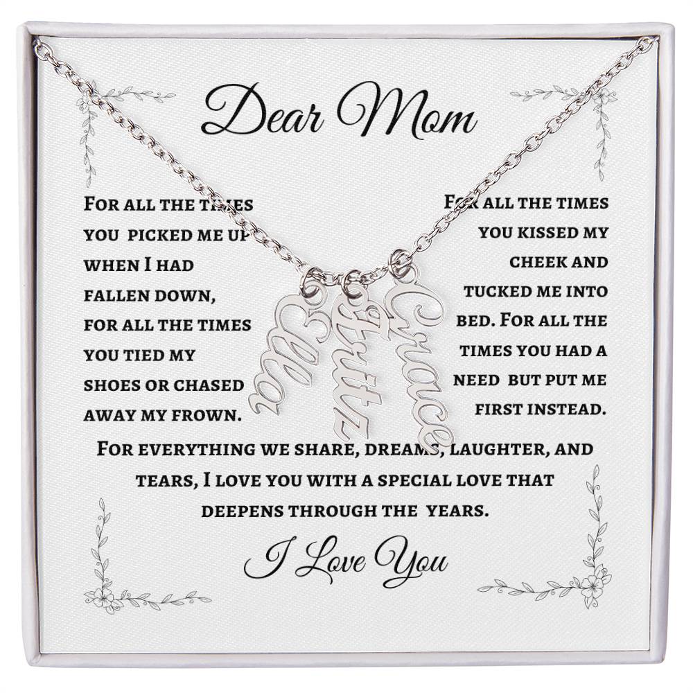 Mother's Personalized Drop Name Necklace