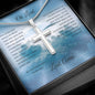 Cross Necklace with Easter Sunday Prayer Message card with Clouds