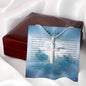 Cross Necklace with Easter Sunday Prayer Message card with Clouds