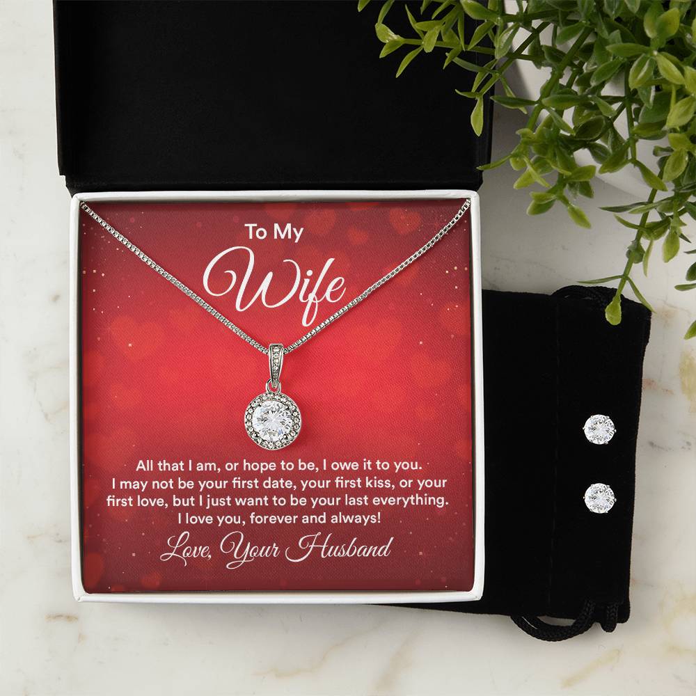 Eternal Hope Necklace with Clear CZ Earrings For Your Wife