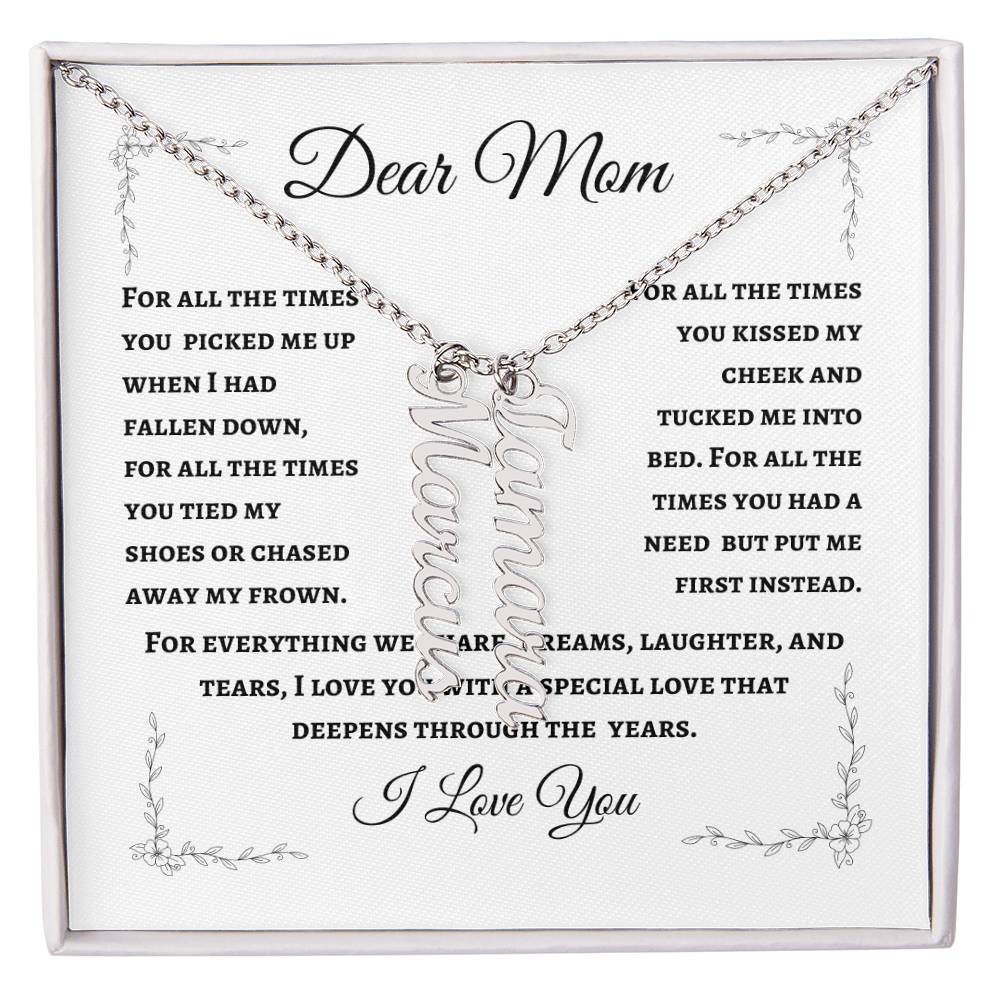 Mother's Personalized Drop Name Necklace