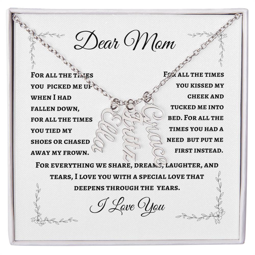 Mother's Personalized Drop Name Necklace