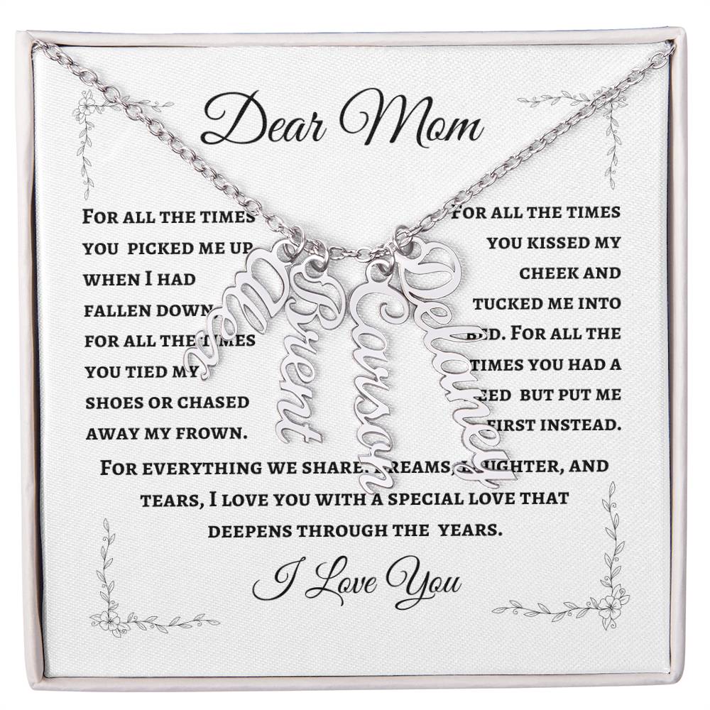 Mother's Personalized Drop Name Necklace