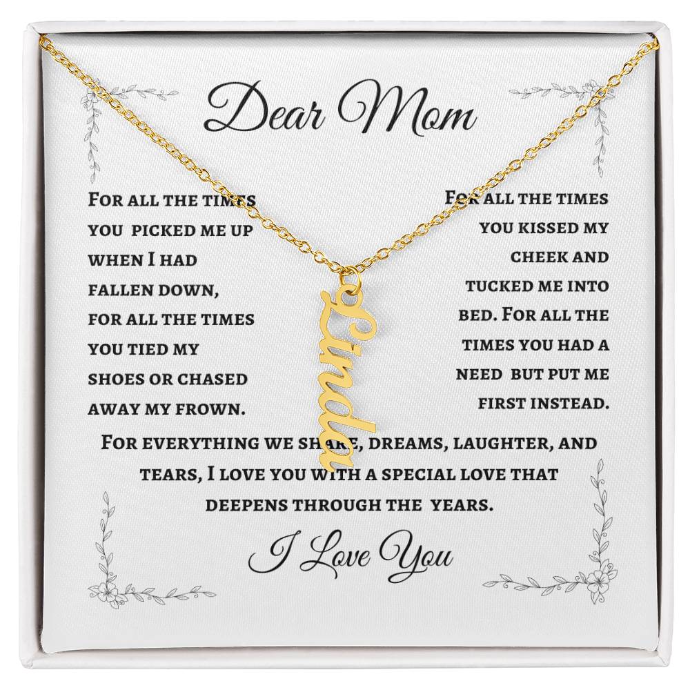 Mother's Personalized Drop Name Necklace