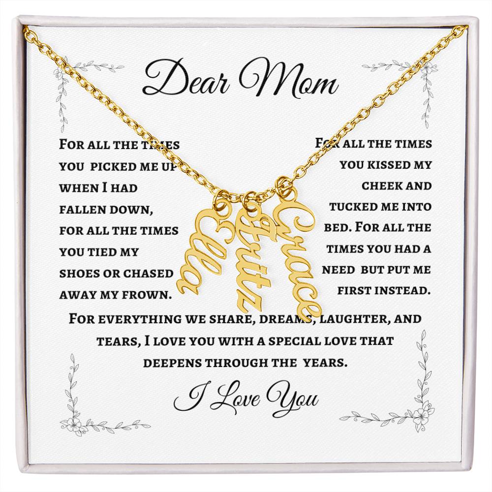 Mother's Personalized Drop Name Necklace