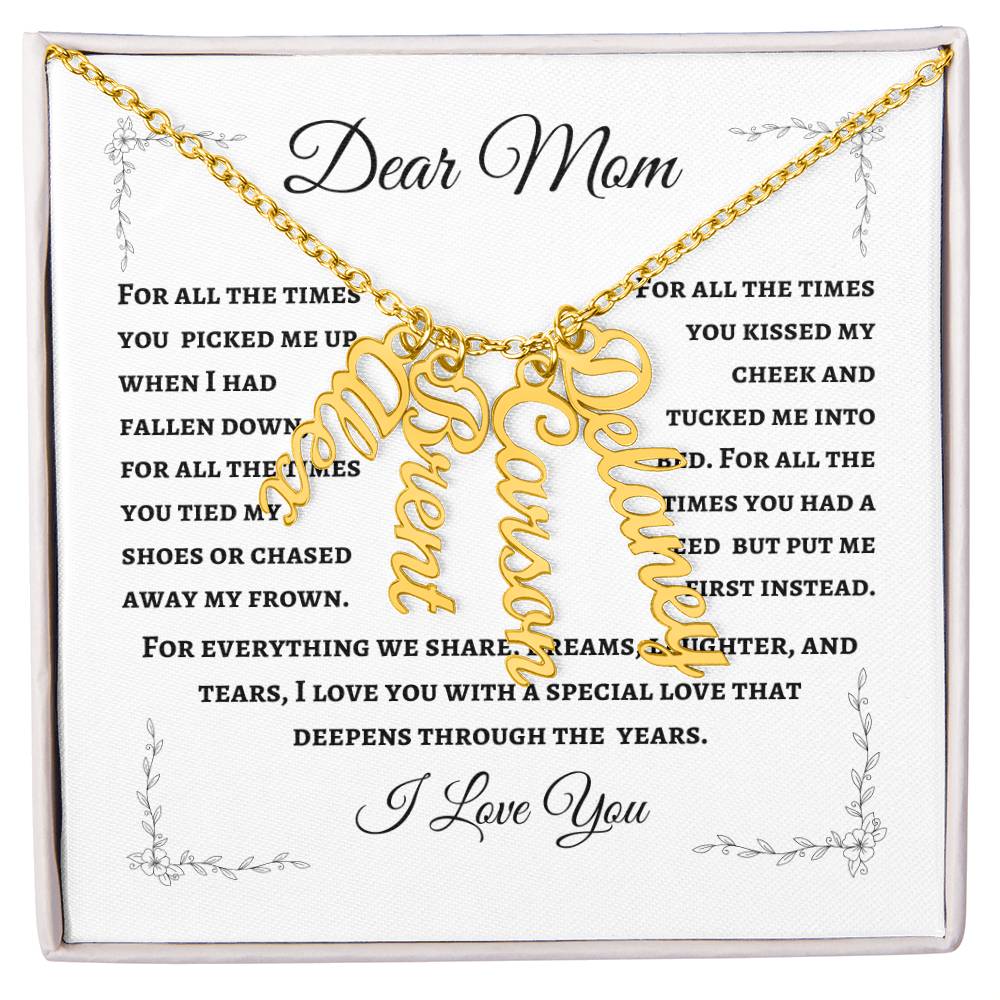 Mother's Personalized Drop Name Necklace