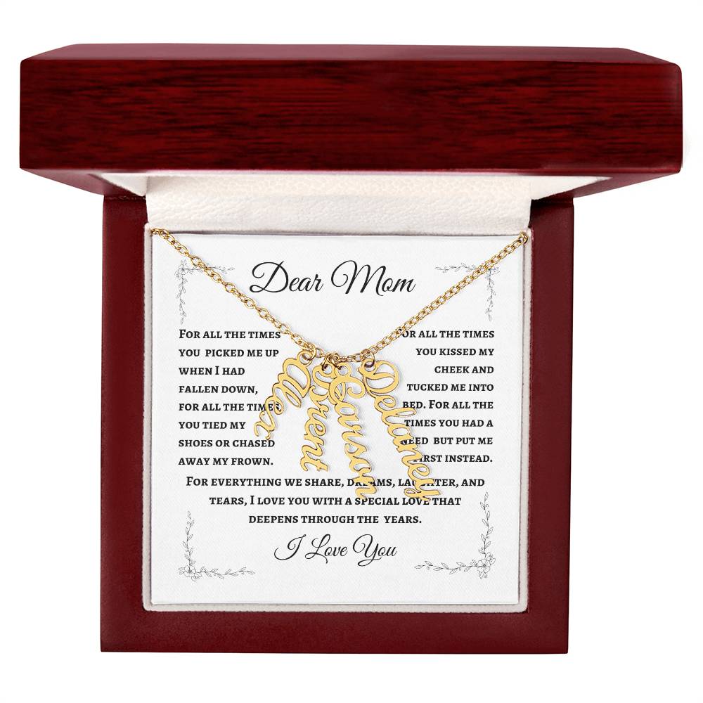 Mother's Personalized Drop Name Necklace