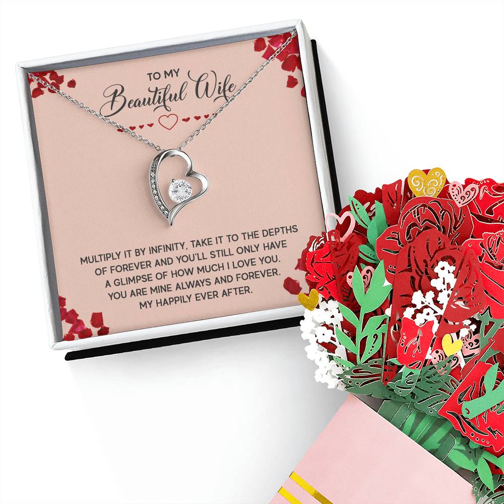 Forever Love Necklace and Faux Flower Bouquet for Your Beautiful Wife