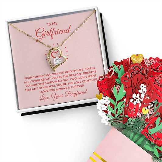 Forever Love Necklace with Faux Flower Bouquet For Your Beautiful Girlfriend