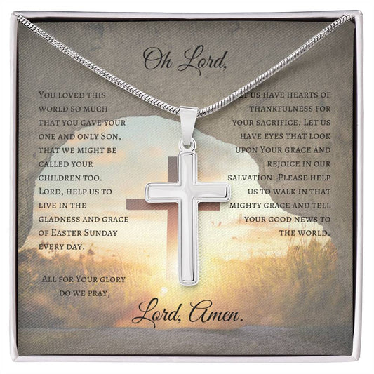 Cross Necklace with Easter Sunday Prayer Message Card with Cross